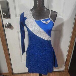 Stunning One-Shoulder Blue Sequin Dance Costume